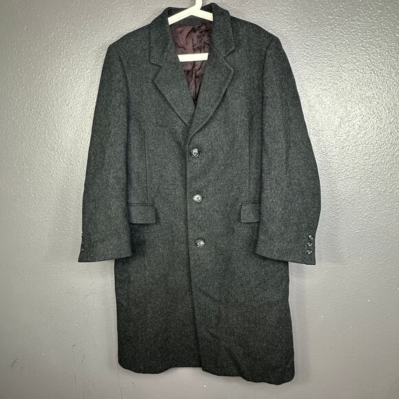 VTG Potomac Collection Mens Gray Wool Full Length Overcoat Top Coat 40 R Regular